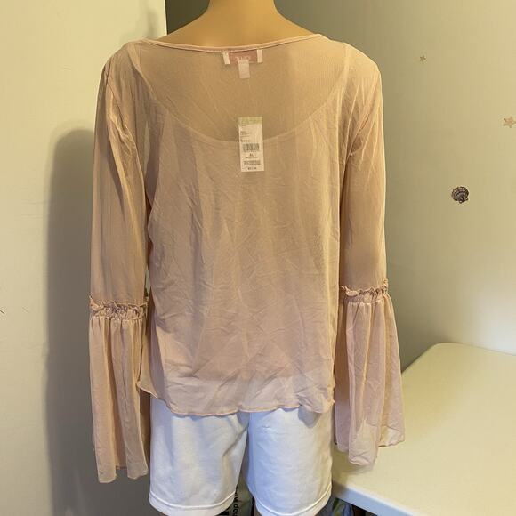 Bongo Sheer Bell Sleeve Top Detachable Tank Fairy Goth Y2K Jrs XL Rose Smoke New - Picture 10 of 10